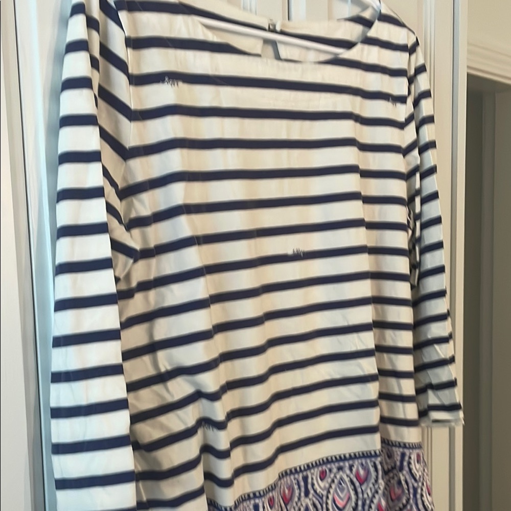 Navy and White Striped Women's Top - Picture 3 of 8
